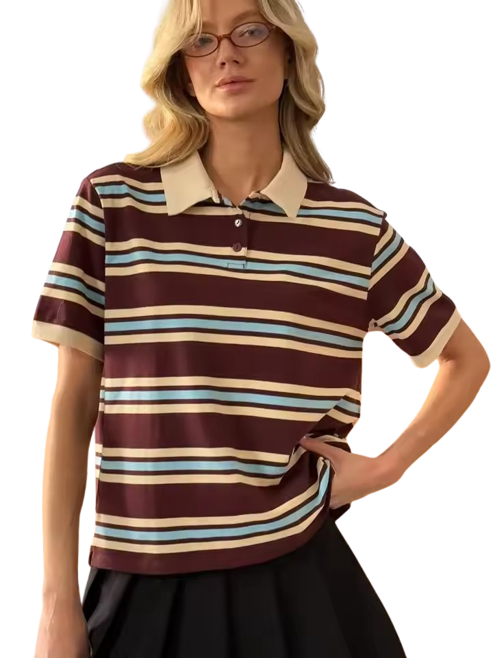 Retro Stripe Polo Shirt