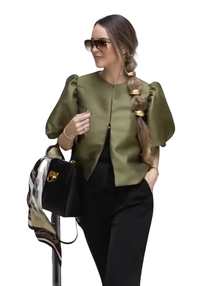 Olive Puff Sleeve Jacket